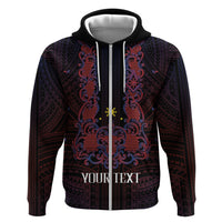Personalised Philippines Barong Tagalog Freemasonry Zip Hoodie Filipino Masonic Polynesian Pattern