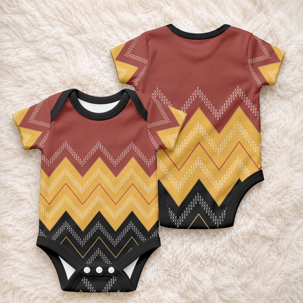 Kaokao Maori Tukutuku Inspired New Zealand Baby Onesie
