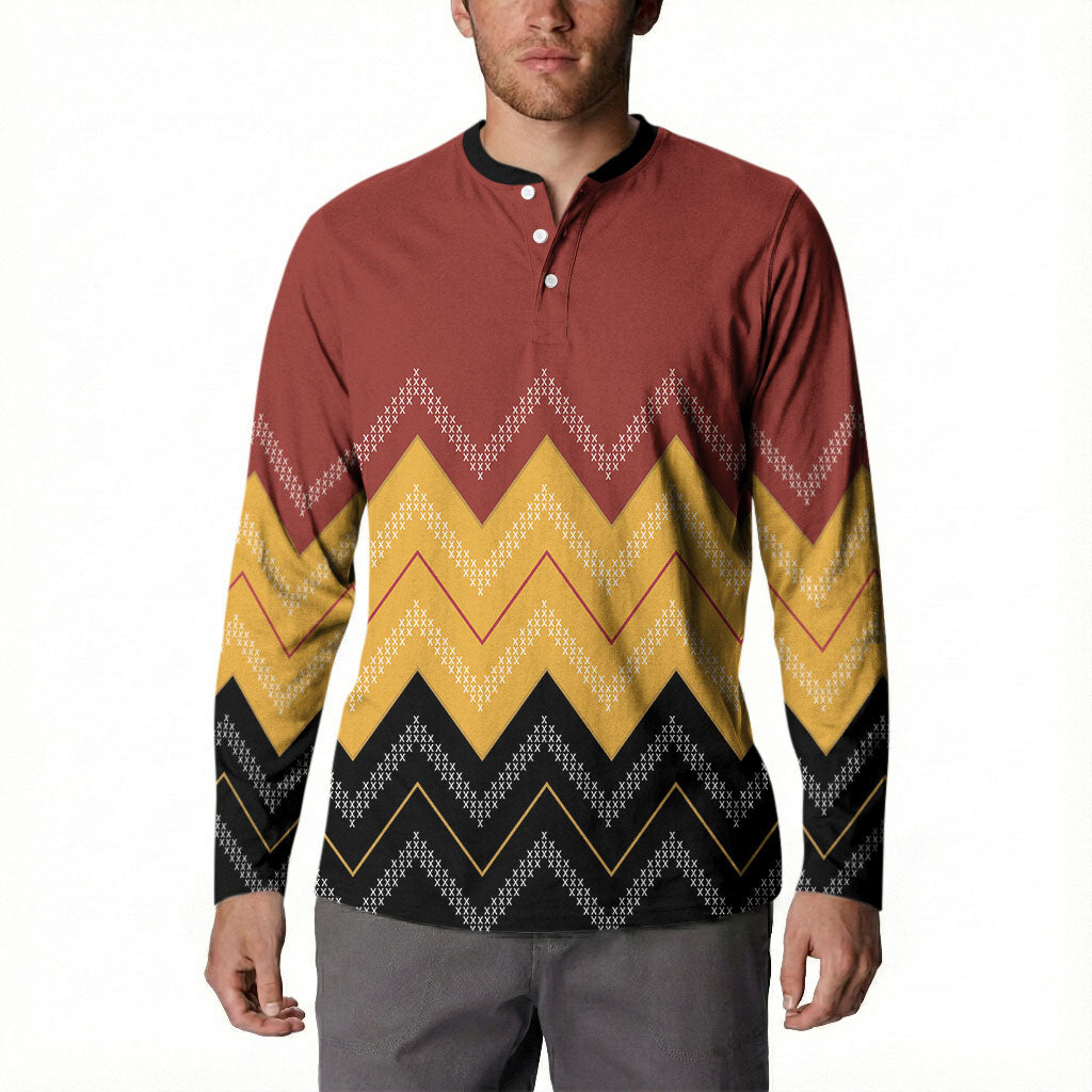 Kaokao Maori Tukutuku Inspired New Zealand Button Sweatshirt