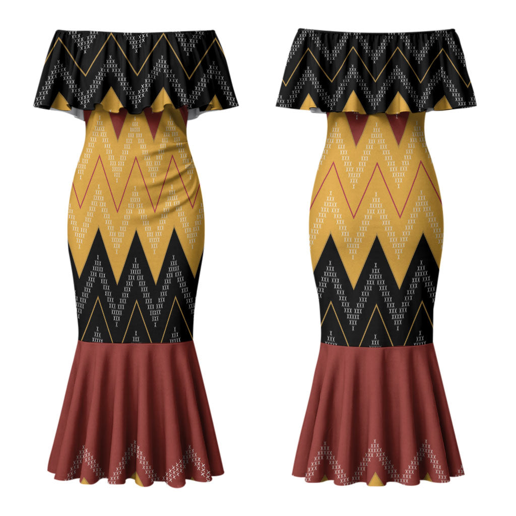 Kaokao Maori Tukutuku Inspired New Zealand Couples Matching Mermaid Dress and Hawaiian Shirt