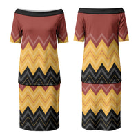 Kaokao Maori Tukutuku Inspired New Zealand Couples Matching Puletasi and Long Sleeve Button Shirt