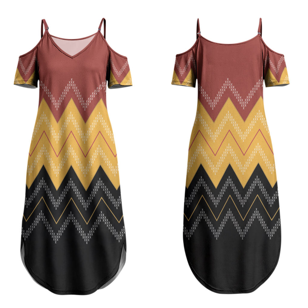 Kaokao Maori Tukutuku Inspired New Zealand Couples Matching Summer Maxi Dress and Long Sleeve Button Shirt