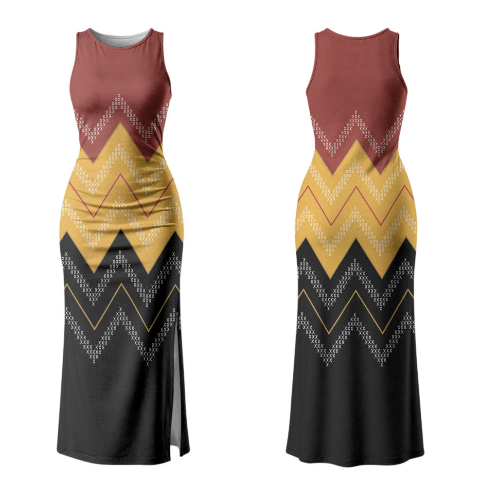Kaokao Maori Tukutuku Inspired New Zealand Couples Matching Tank Maxi Dress and Hawaiian Shirt