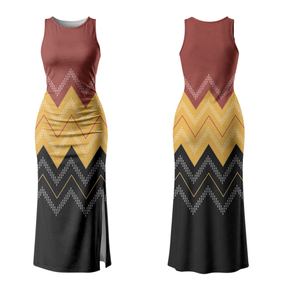 Kaokao Maori Tukutuku Inspired New Zealand Family Matching Tank Maxi Dress and Hawaiian Shirt