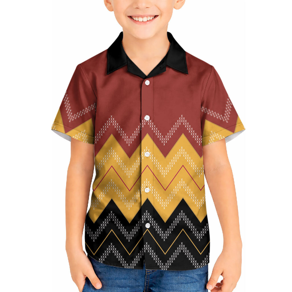 Kaokao Maori Tukutuku Inspired New Zealand Kid Hawaiian Shirt