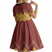 Kaokao Maori Tukutuku Inspired New Zealand Kid Short Sleeve Dress
