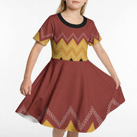 Kaokao Maori Tukutuku Inspired New Zealand Kid Short Sleeve Dress