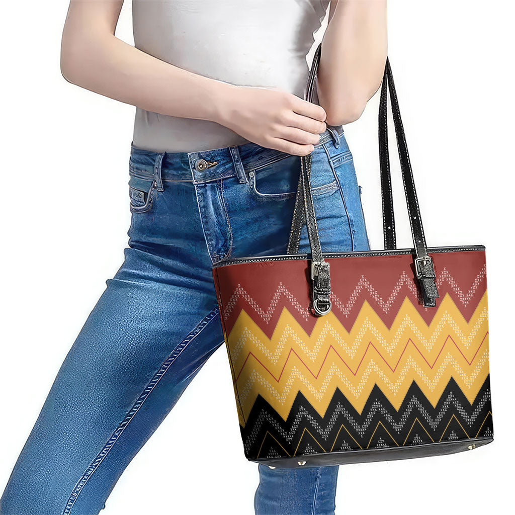 Kaokao Maori Tukutuku Inspired New Zealand Leather Tote Bag