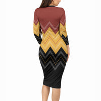 Kaokao Maori Tukutuku Inspired New Zealand Long Sleeve Bodycon Dress