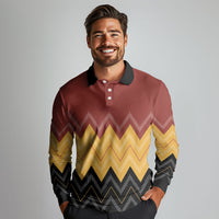 Kaokao Maori Tukutuku Inspired New Zealand Long Sleeve Polo Shirt