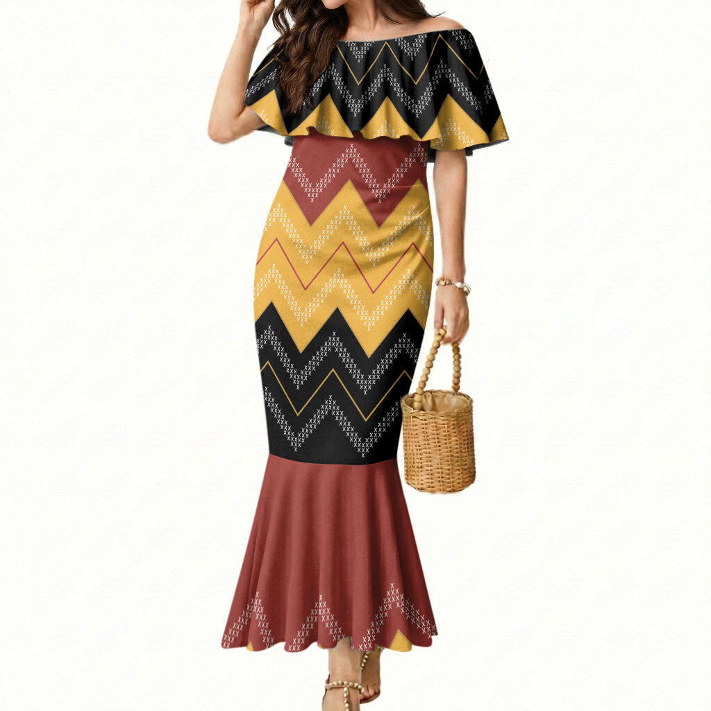 Kaokao Maori Tukutuku Inspired New Zealand Mermaid Dress