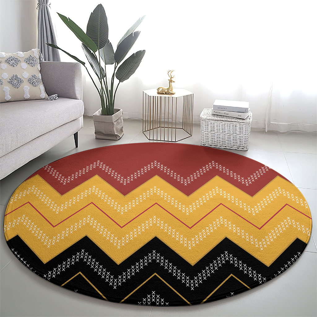 Kaokao Maori Tukutuku Inspired New Zealand Round Carpet
