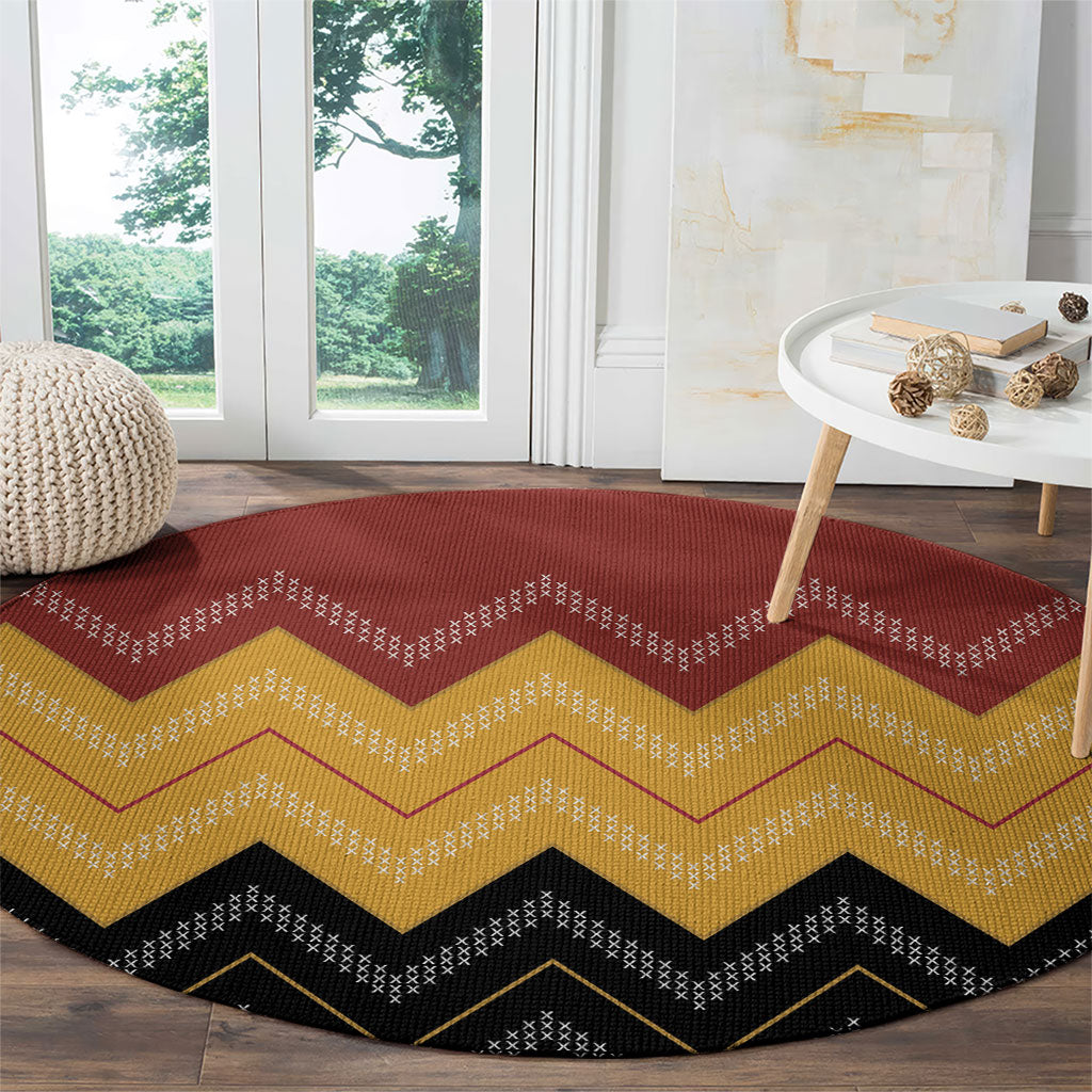 Kaokao Maori Tukutuku Inspired New Zealand Round Carpet