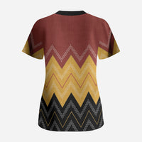 Kaokao Maori Tukutuku Inspired New Zealand Scrub Top