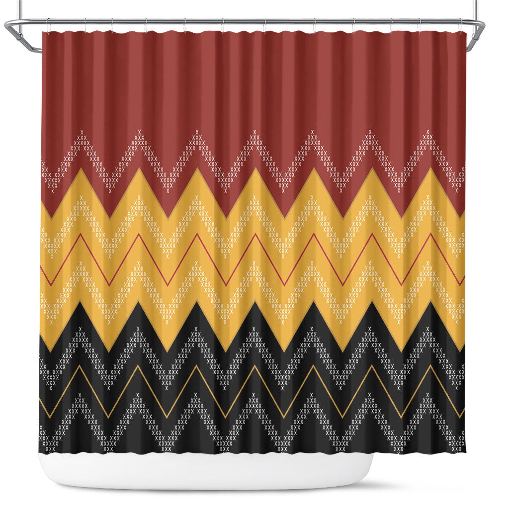 Kaokao Maori Tukutuku Inspired New Zealand Shower Curtain