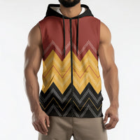 Kaokao Maori Tukutuku Inspired New Zealand Sleeveless Zip Hoodie