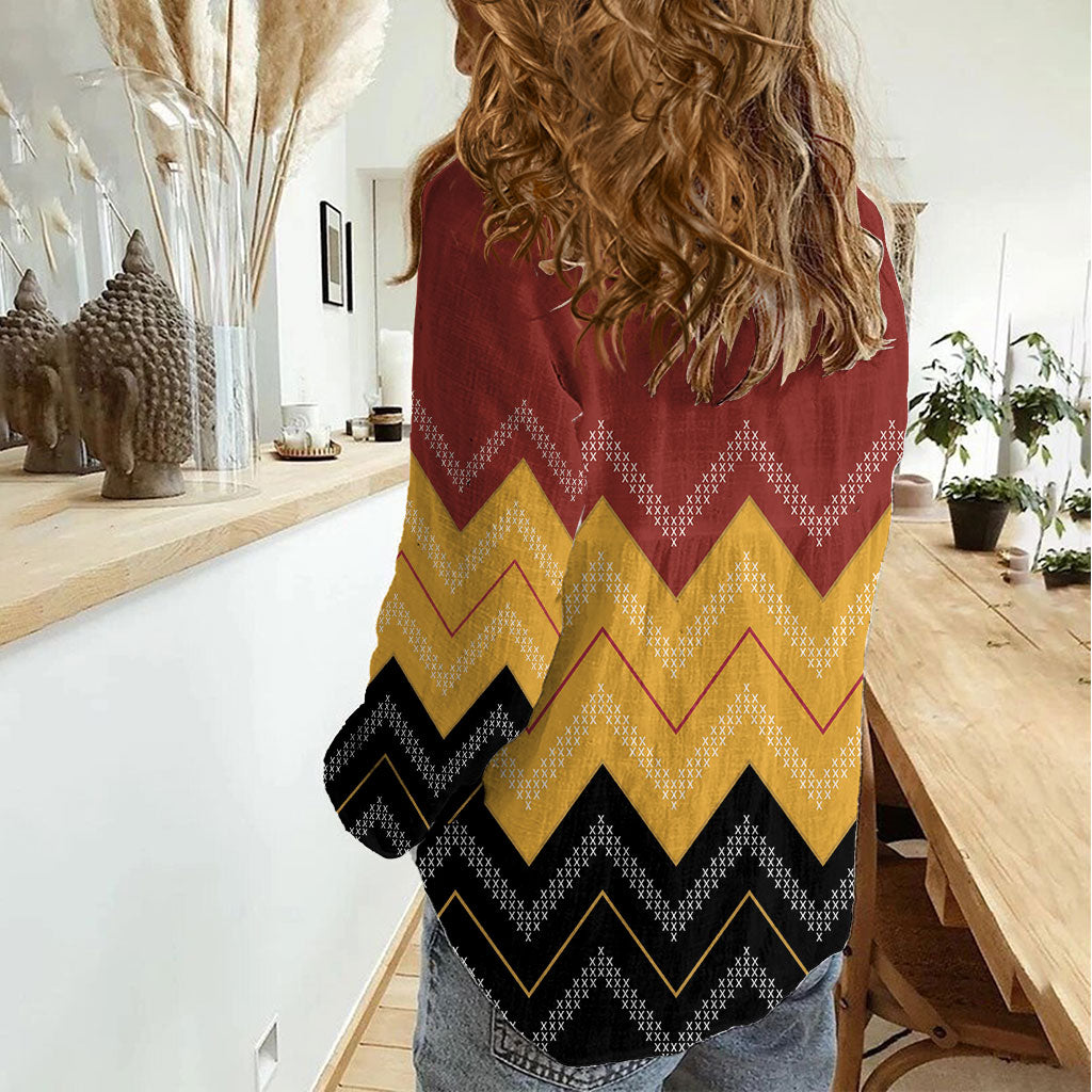 Kaokao Maori Tukutuku Inspired New Zealand Women Casual Shirt