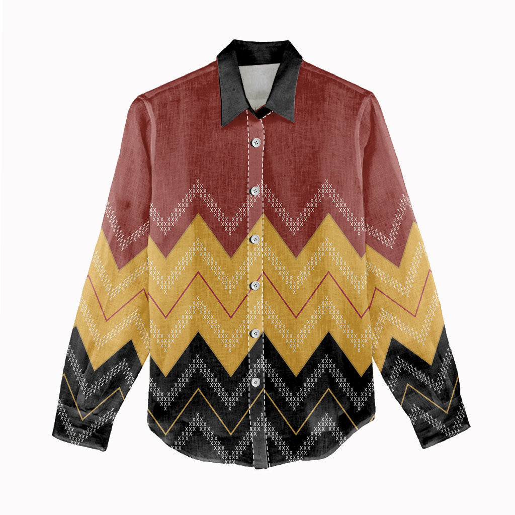 Kaokao Maori Tukutuku Inspired New Zealand Women Casual Shirt