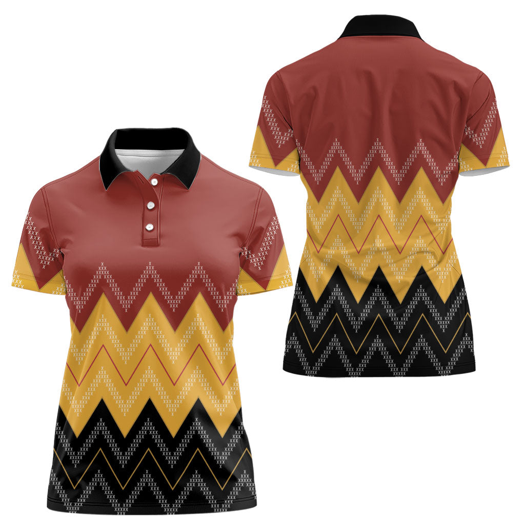 Kaokao Maori Tukutuku Inspired New Zealand Women Polo Shirt