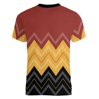 Kaokao Maori Tukutuku Inspired New Zealand Women V-Neck T-Shirt