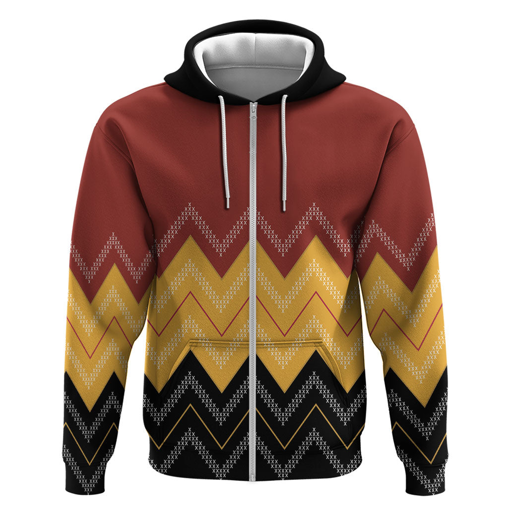 Kaokao Maori Tukutuku Inspired New Zealand Zip Hoodie