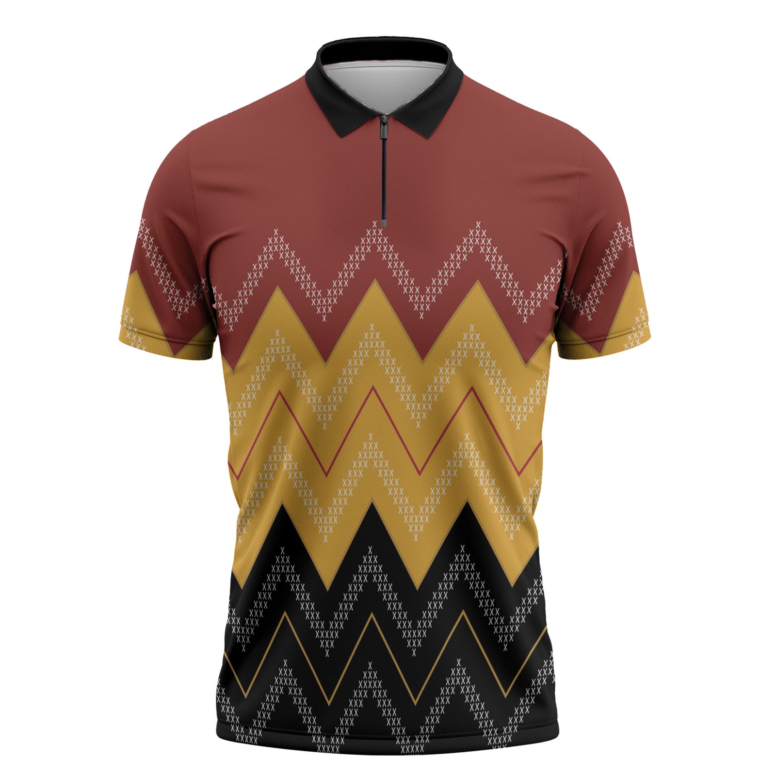 Kaokao Maori Tukutuku Inspired New Zealand Zipper Polo Shirt LT14 Multicolor - Polynesian Pride