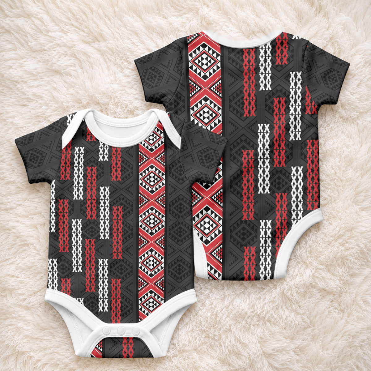 Roimata Toroa Maori Taniko Inspired New Zealand Baby Onesie
