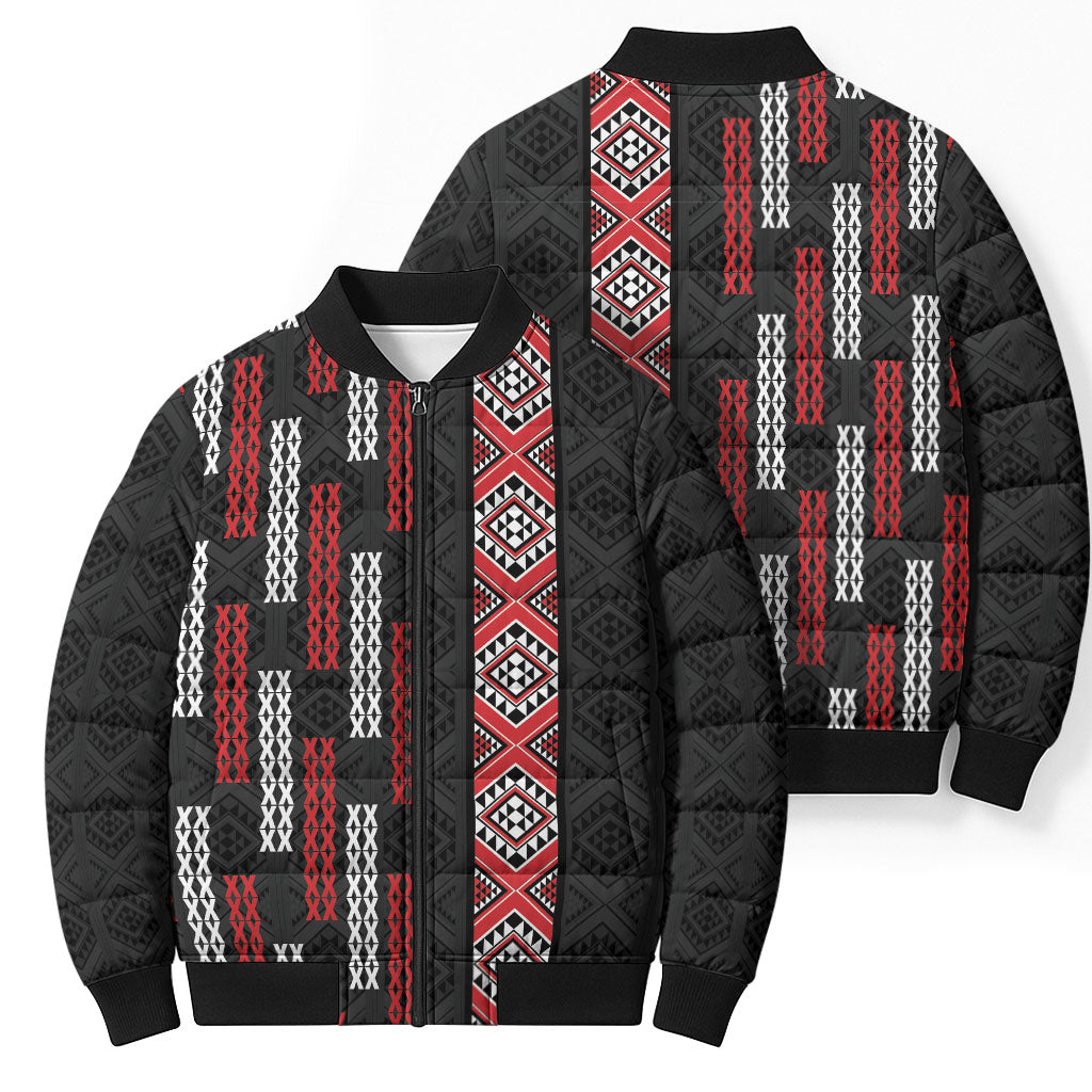 Roimata Toroa Maori Taniko Inspired New Zealand Bomber Puffer Jacket