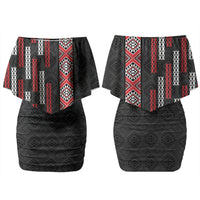 Roimata Toroa Maori Taniko Inspired New Zealand Couples Matching Off Shoulder Short Dress and Hawaiian Shirt