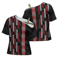Roimata Toroa Maori Taniko Inspired New Zealand Cross Shoulder Shirt