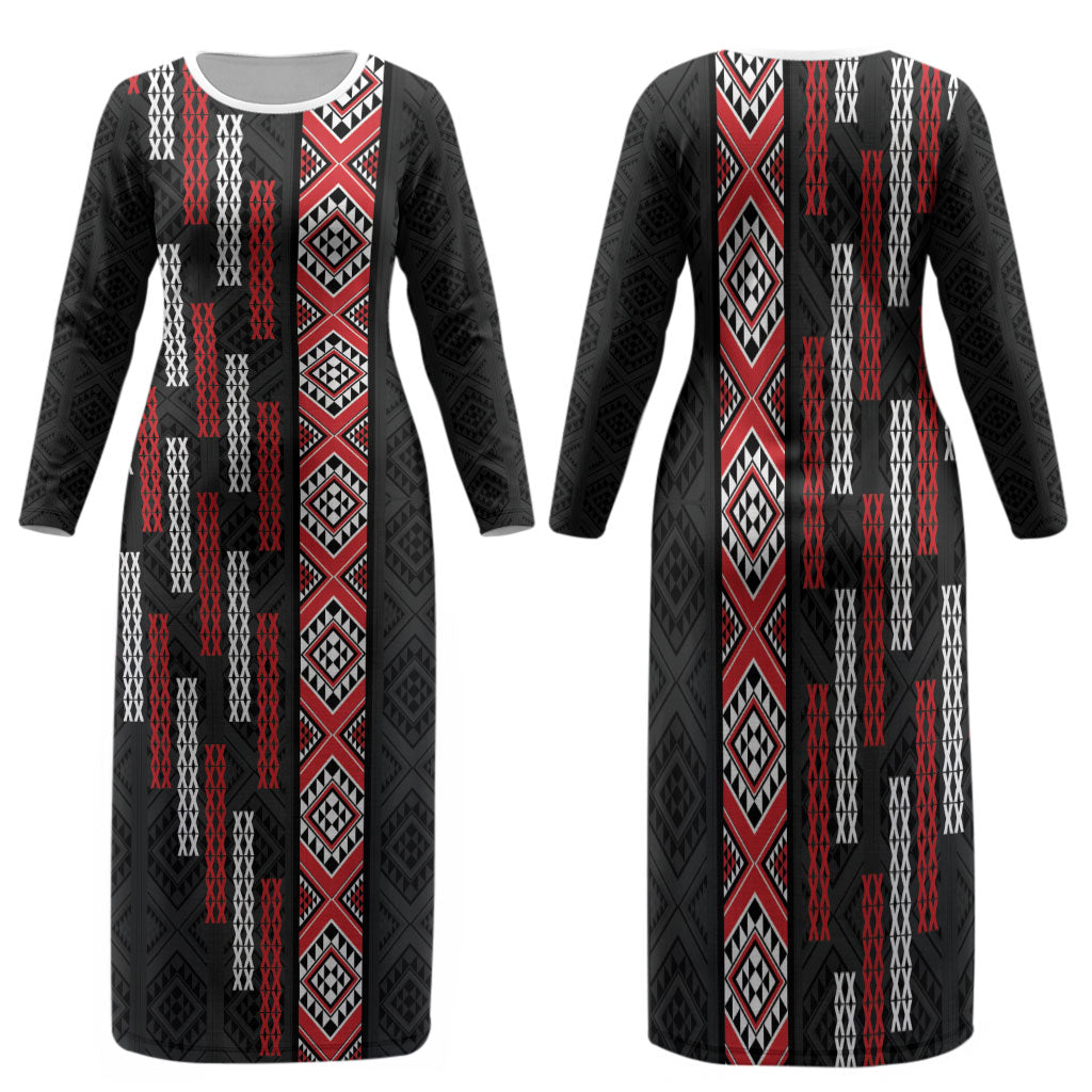 Roimata Toroa Maori Taniko Inspired New Zealand Family Matching Long Sleeve Bodycon Dress and Hawaiian Shirt