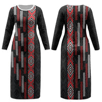 Roimata Toroa Maori Taniko Inspired New Zealand Family Matching Long Sleeve Bodycon Dress and Hawaiian Shirt
