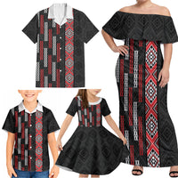 Roimata Toroa Maori Taniko Inspired New Zealand Family Matching Off Shoulder Maxi Dress and Hawaiian Shirt