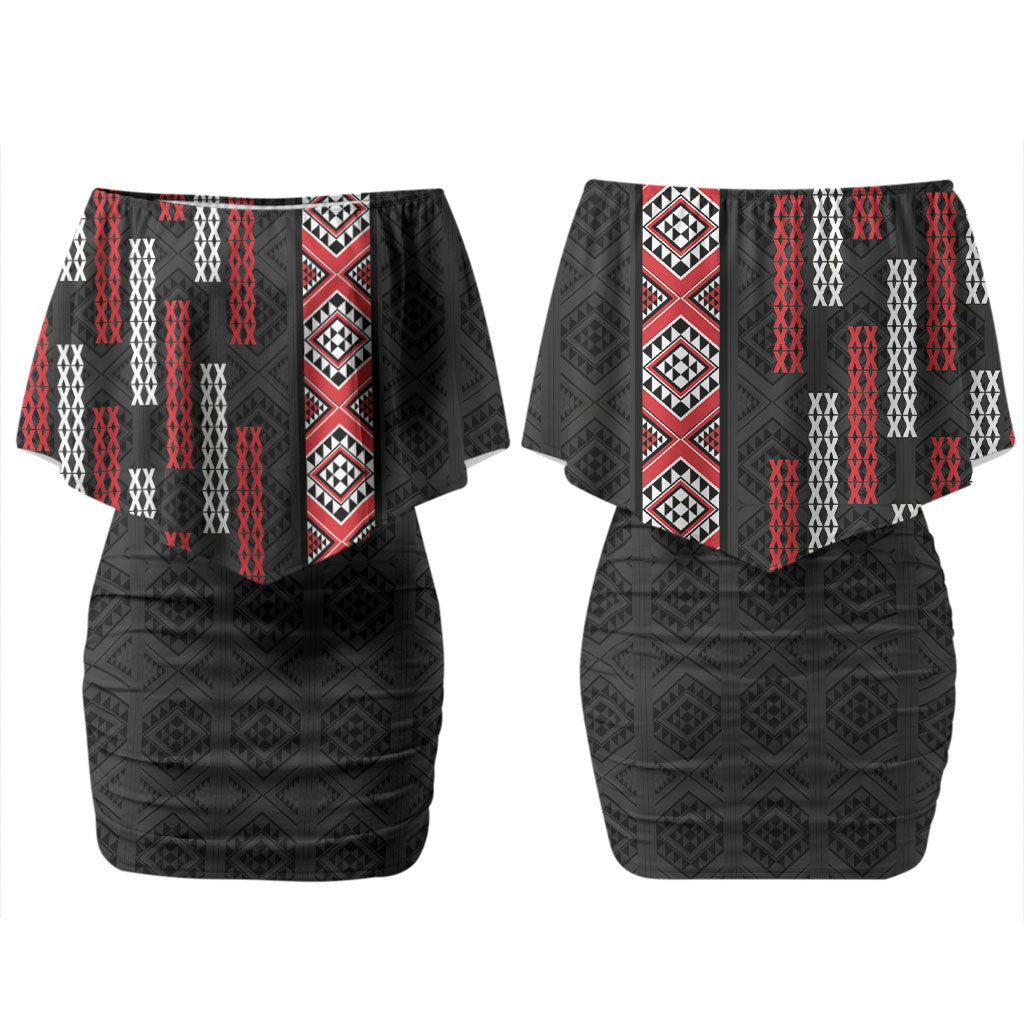 Roimata Toroa Maori Taniko Inspired New Zealand Family Matching Off Shoulder Short Dress and Hawaiian Shirt