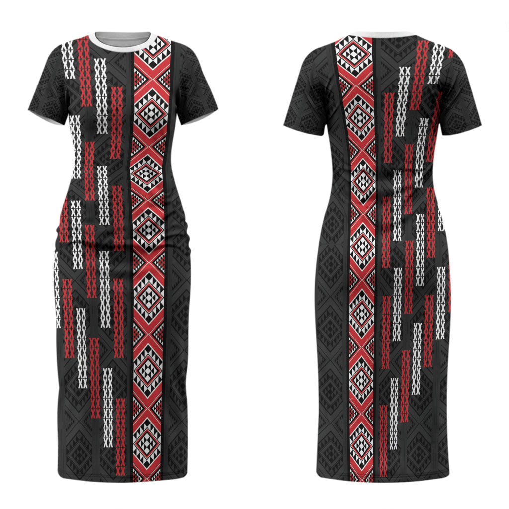 Roimata Toroa Maori Taniko Inspired New Zealand Family Matching Short Sleeve Bodycon Dress and Hawaiian Shirt