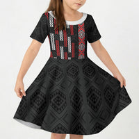 Roimata Toroa Maori Taniko Inspired New Zealand Kid Short Sleeve Dress