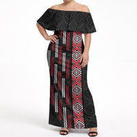 Roimata Toroa Maori Taniko Inspired New Zealand Off Shoulder Maxi Dress