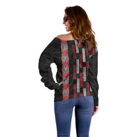 Roimata Toroa Maori Taniko Inspired New Zealand Off Shoulder Sweater