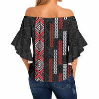 Roimata Toroa Maori Taniko Inspired New Zealand Off Shoulder Wrap Waist Top