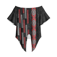 Roimata Toroa Maori Taniko Inspired New Zealand Off Shoulder Wrap Waist Top