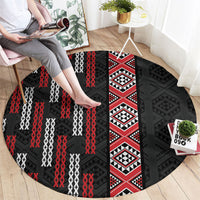 Roimata Toroa Maori Taniko Inspired New Zealand Round Carpet