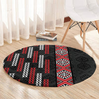 Roimata Toroa Maori Taniko Inspired New Zealand Round Carpet