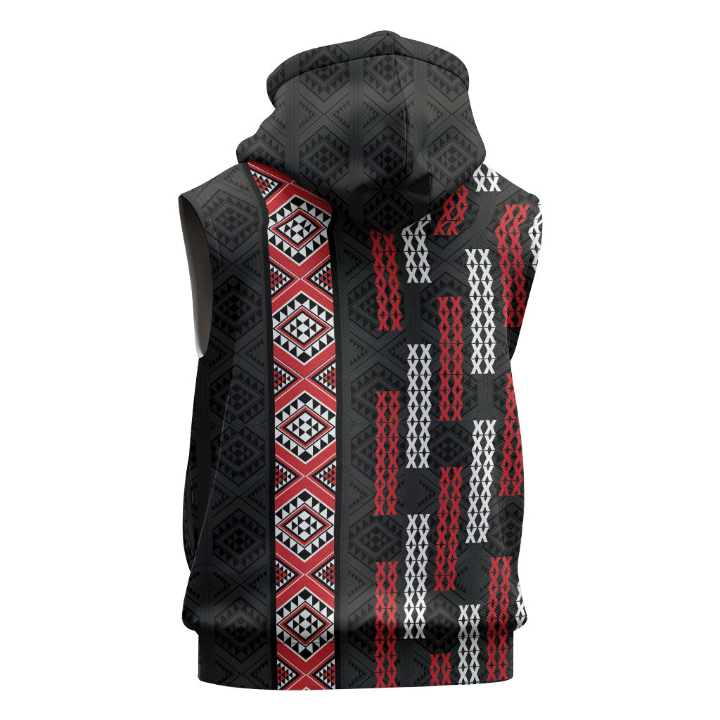 Roimata Toroa Maori Taniko Inspired New Zealand Sleeveless Zip Hoodie