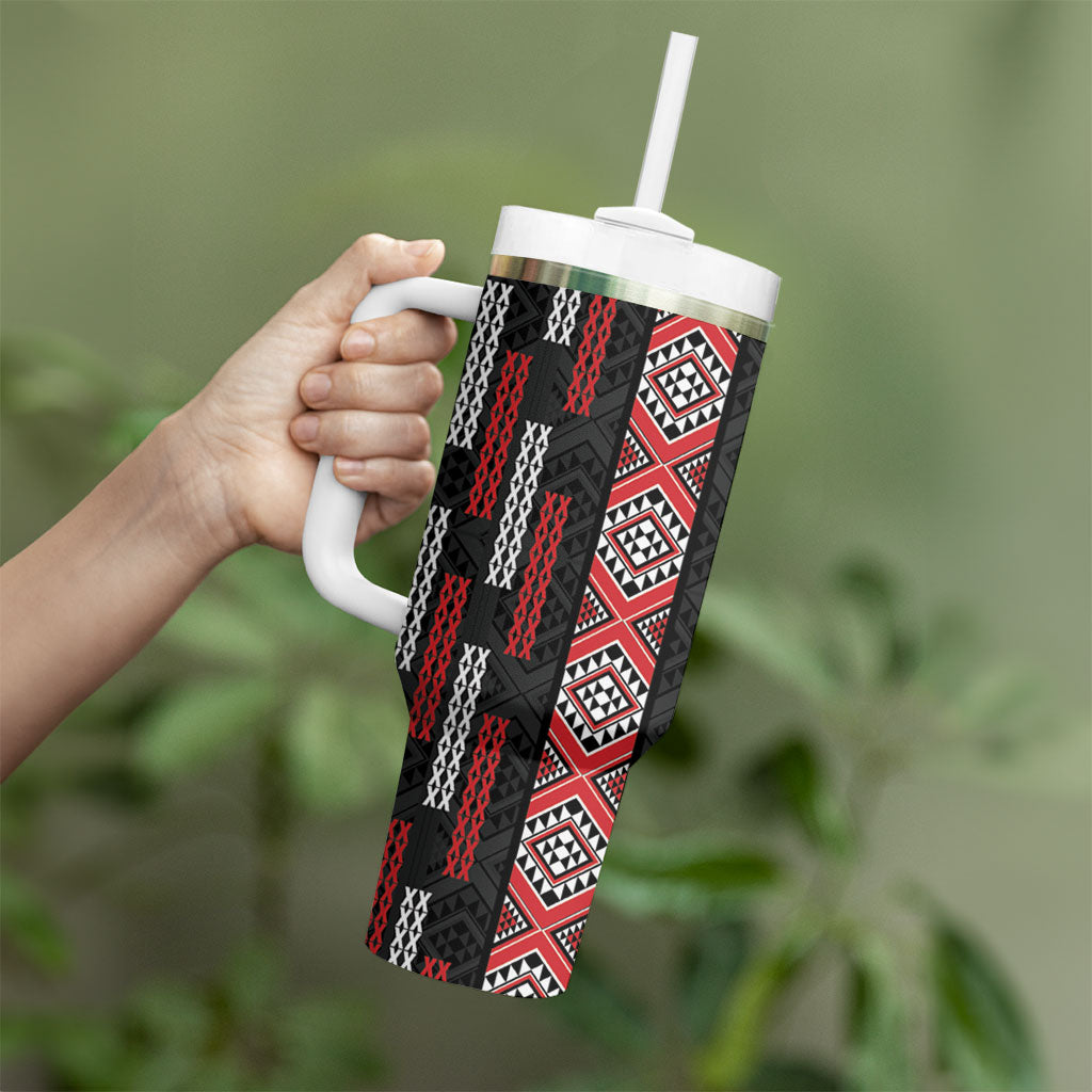 Roimata Toroa Maori Taniko Inspired New Zealand Tumbler With Handle