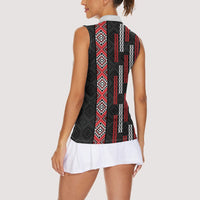 Roimata Toroa Maori Taniko Inspired New Zealand Women Sleeveless Polo Shirt