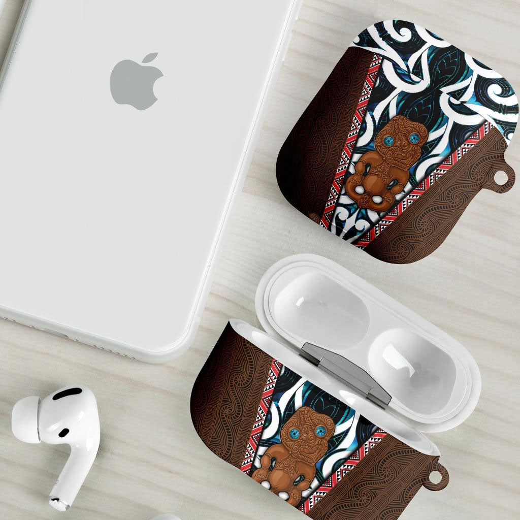 New Zealand Whakairo AirPods Case Tiki Maori Carving Taniko Motifs