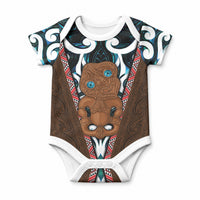 New Zealand Whakairo Baby Onesie Tiki Maori Carving Taniko Motifs