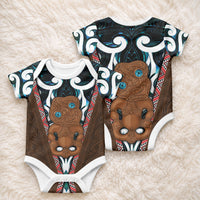 New Zealand Whakairo Baby Onesie Tiki Maori Carving Taniko Motifs