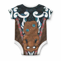 New Zealand Whakairo Baby Onesie Tiki Maori Carving Taniko Motifs