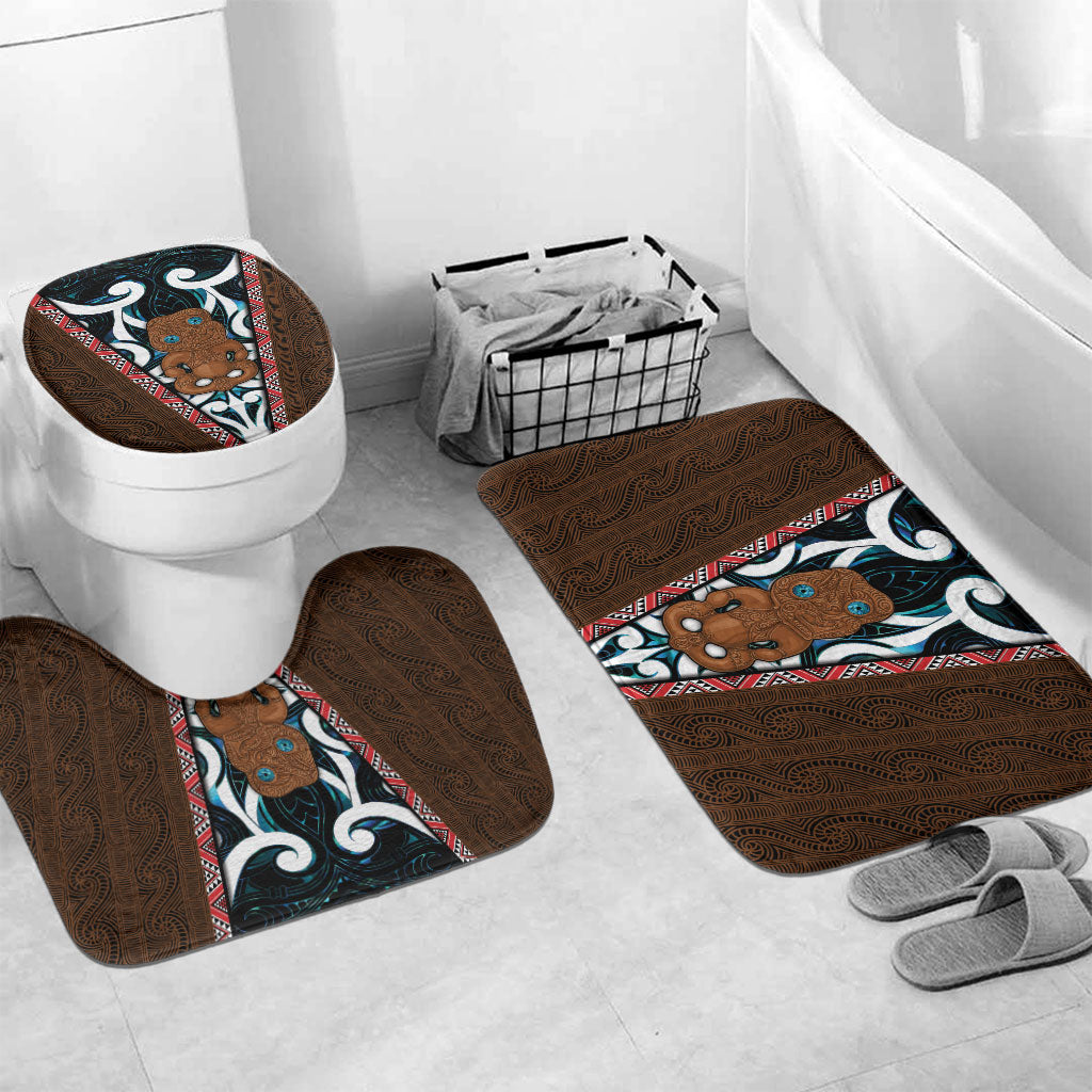New Zealand Whakairo Bathroom Set Tiki Maori Carving Taniko Motifs